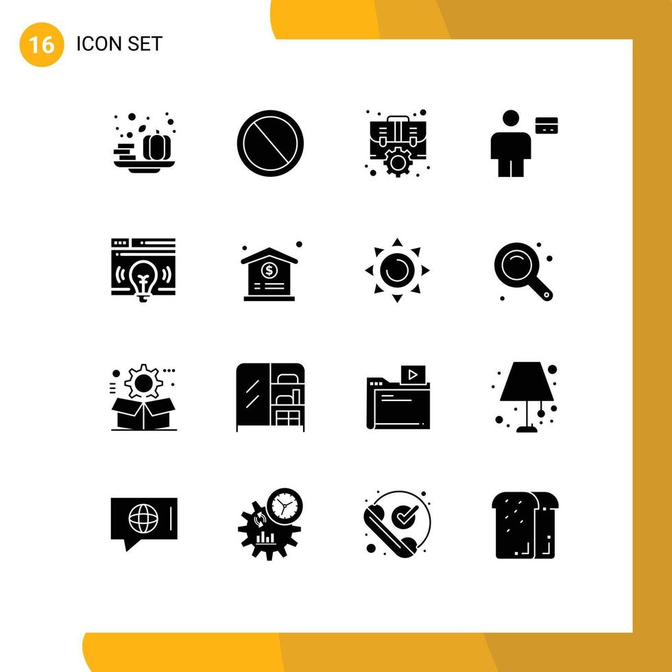 16 Creative Icons Modern Signs and Symbols of credit body ui avatar setting Editable Vector Design Elements