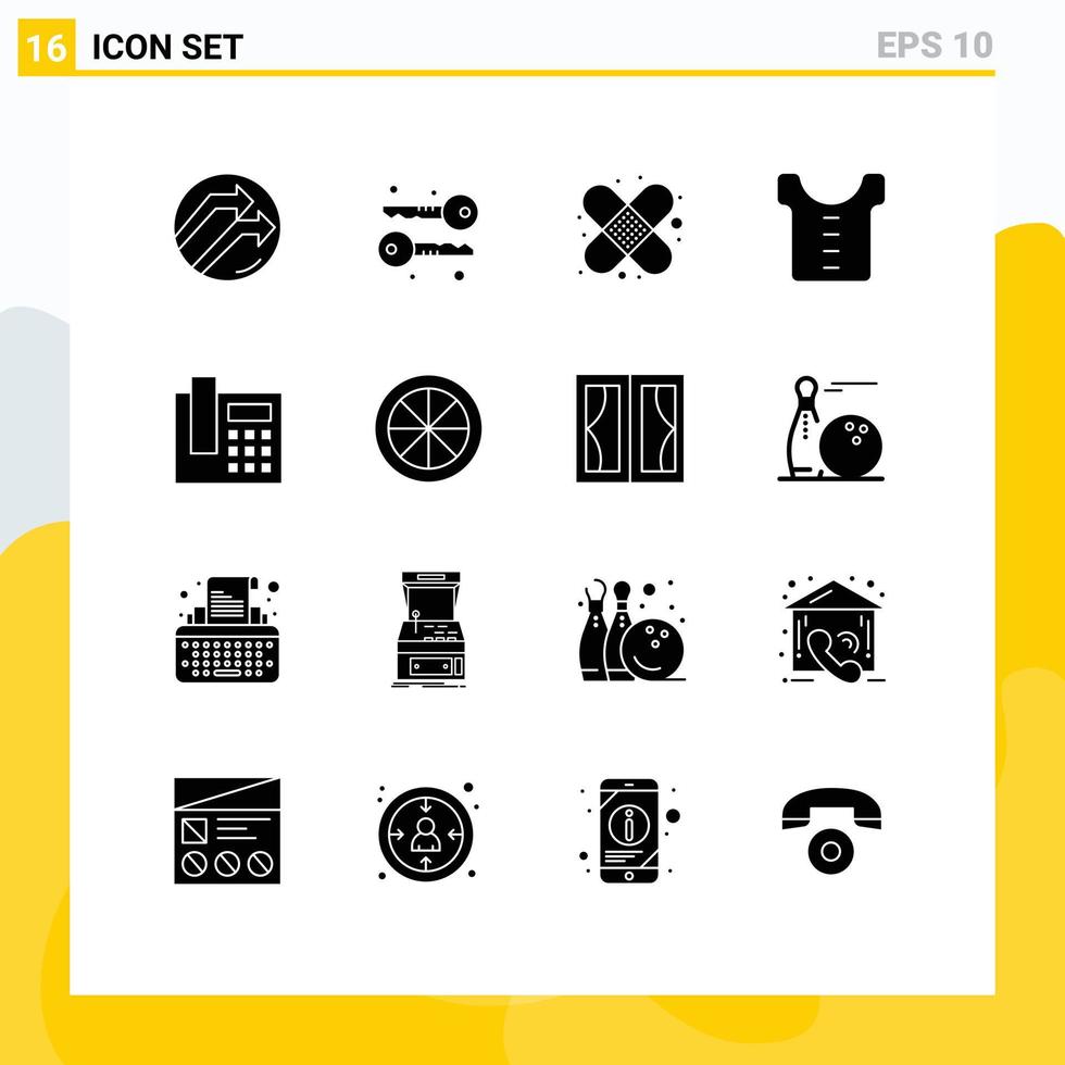 Set of 16 Modern UI Icons Symbols Signs for fruit call bandage telephone shirt Editable Vector Design Elements