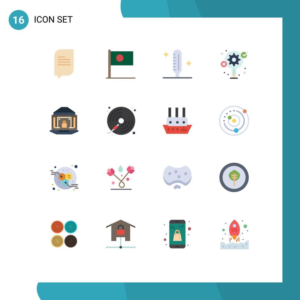 Pack of 16 creative Flat Colors of banking process cold creative idea Editable Pack of Creative Vector Design Elements