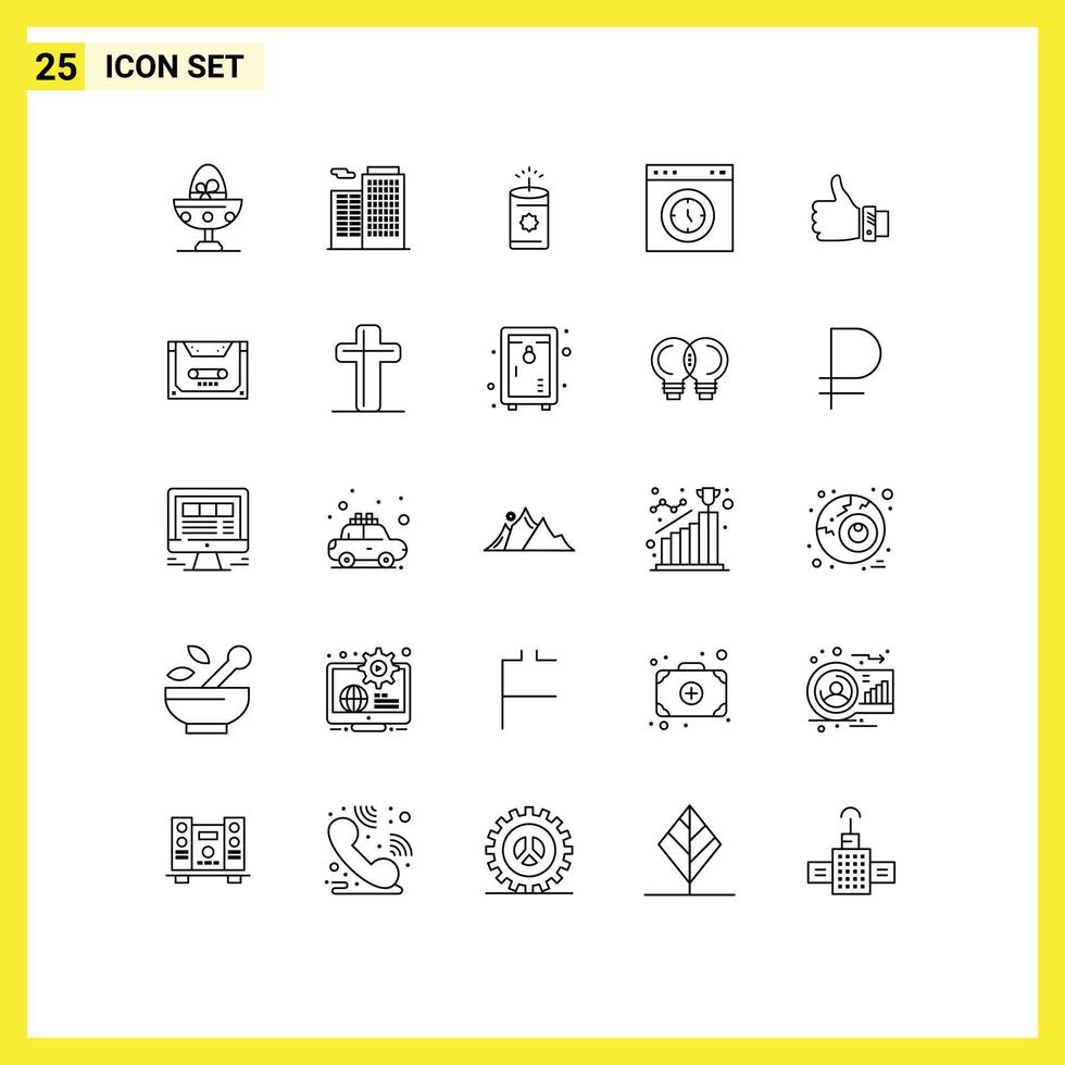 Modern Set of 25 Lines and symbols such as business test candle speedometer interface Editable Vector Design Elements