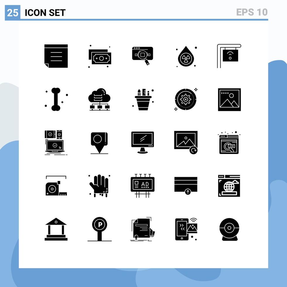 Stock Vector Icon Pack of 25 Line Signs and Symbols for internet pollution data environment clean Editable Vector Design Elements