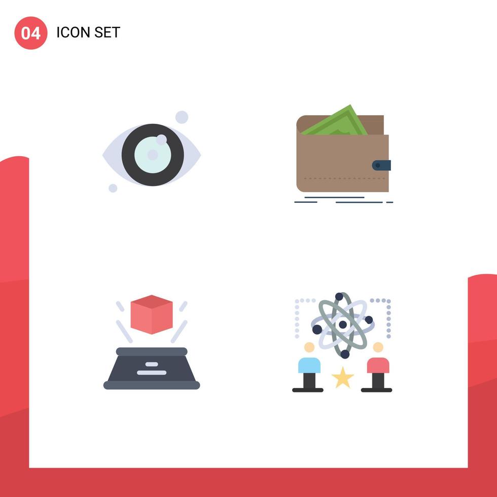 Set of 4 Modern UI Icons Symbols Signs for medical hologram cash personal presentation Editable Vector Design Elements