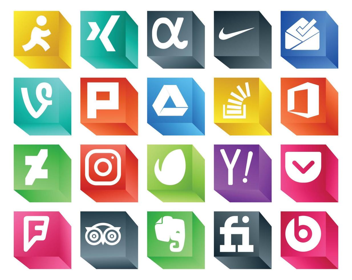 20 Social Media Icon Pack Including search envato stockoverflow instagram office vector