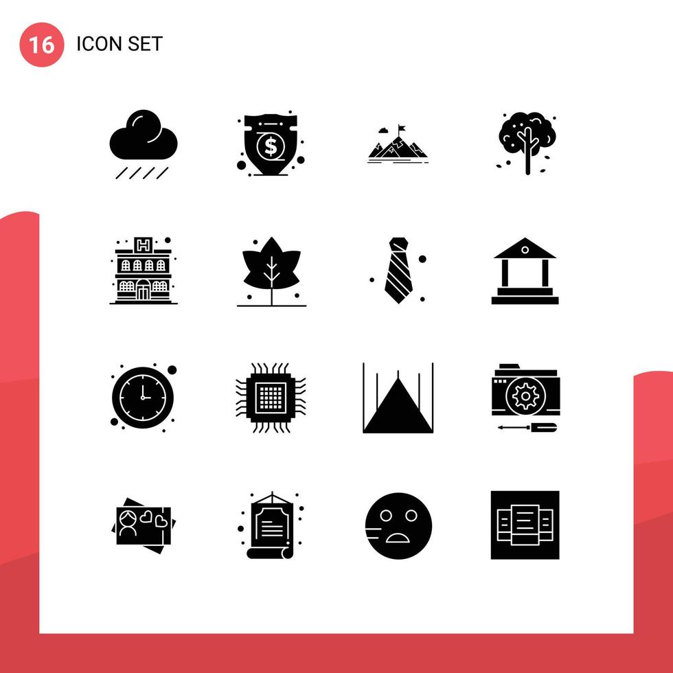 conjunto de 16 iconos de interfaz de usuario modernos símbolos signos para árbol manzano objetivo manzana montañas elementos de diseño vectorial editables vector
