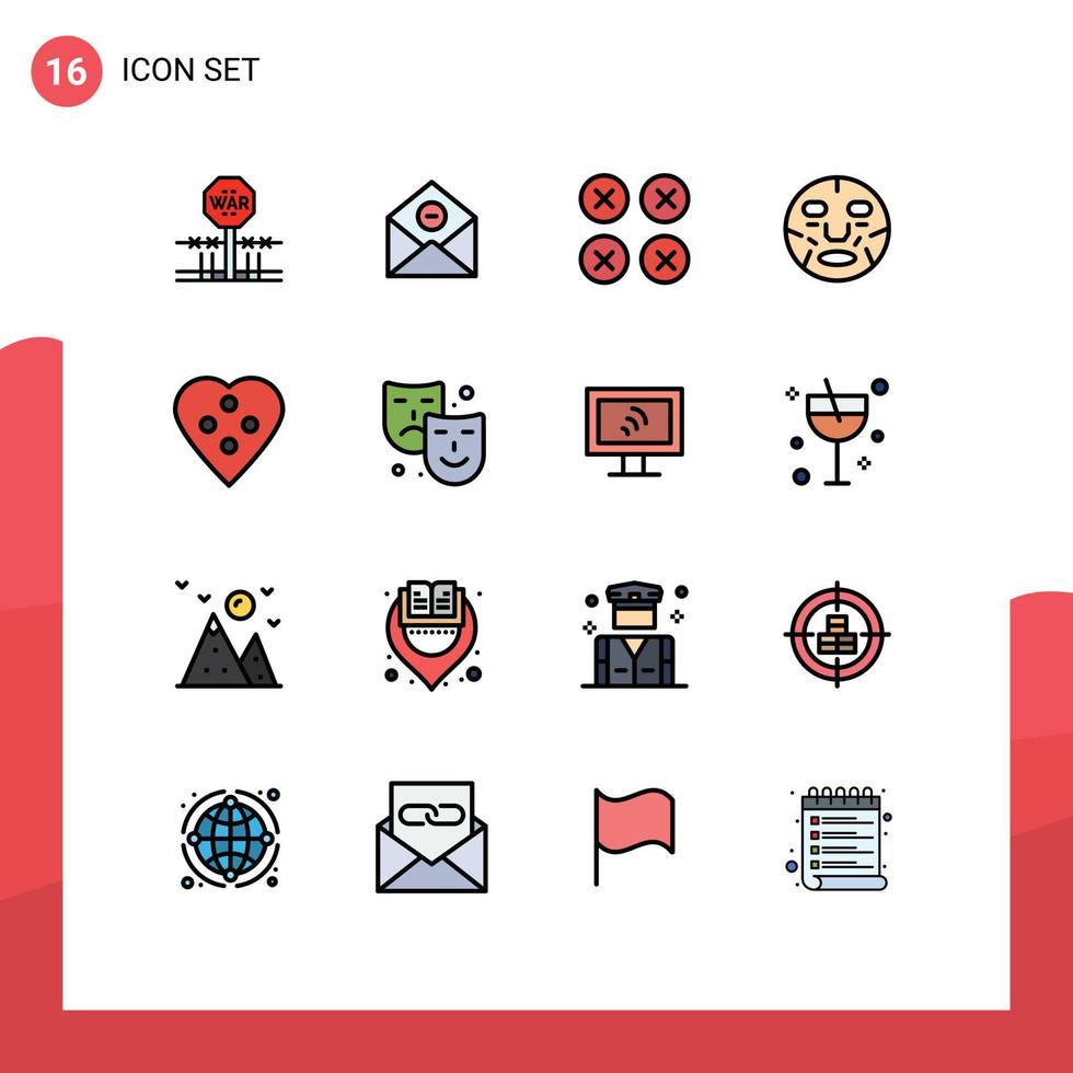 Set of 16 Modern UI Icons Symbols Signs for face beauty mail ux layout Editable Creative Vector Design Elements
