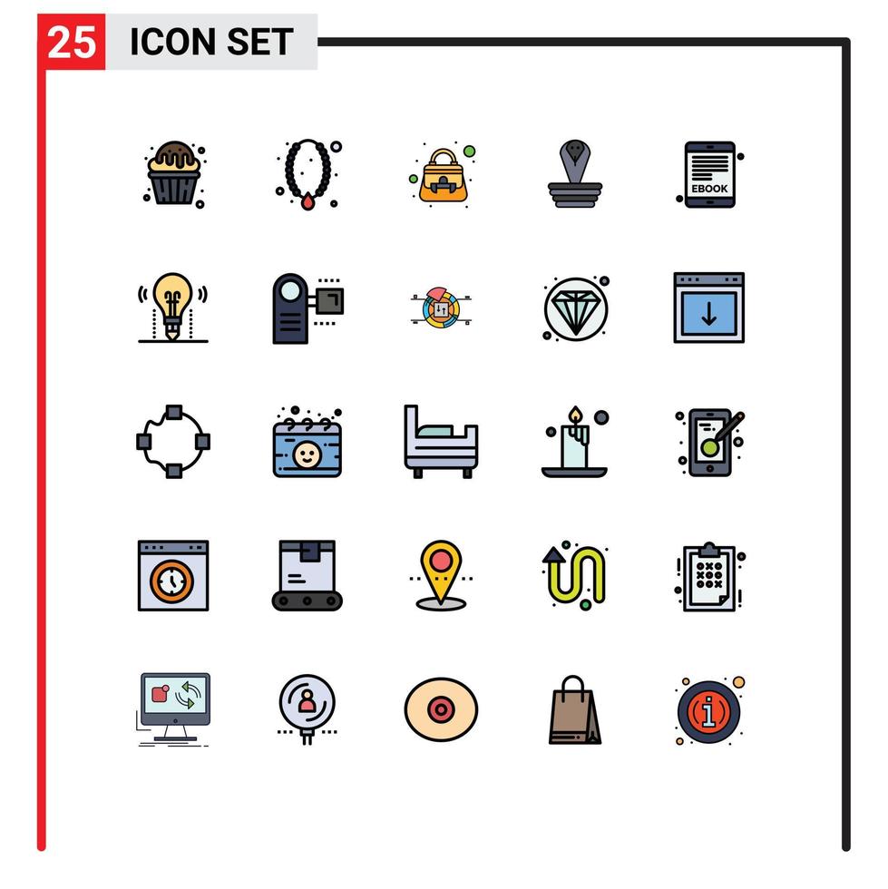 paquete de iconos vectoriales de stock de 25 signos y símbolos de línea para elementos de diseño vectorial editables de monedero animal de adorno de cobra real vector