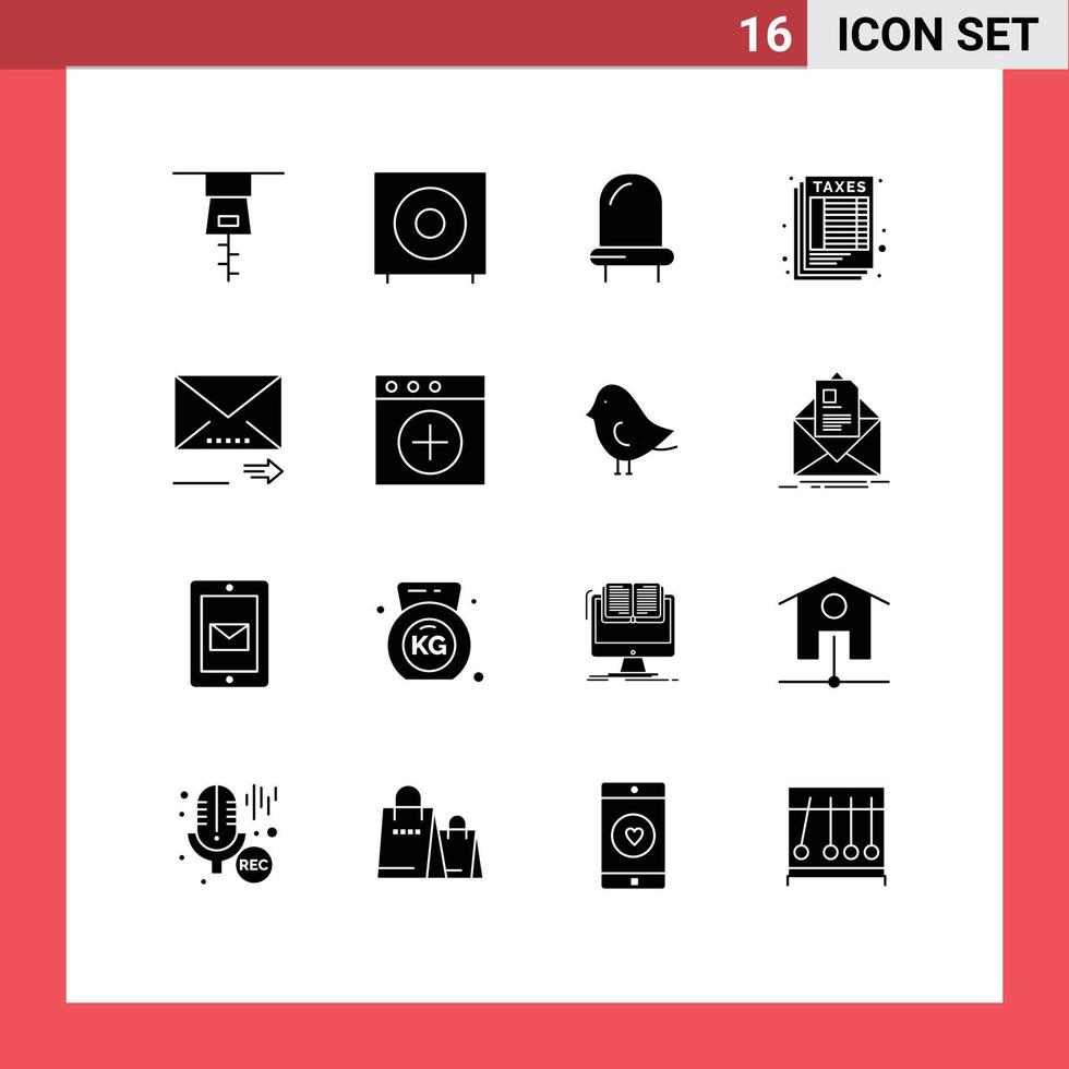 Pictogram Set of 16 Simple Solid Glyphs of next forward led email table Editable Vector Design Elements