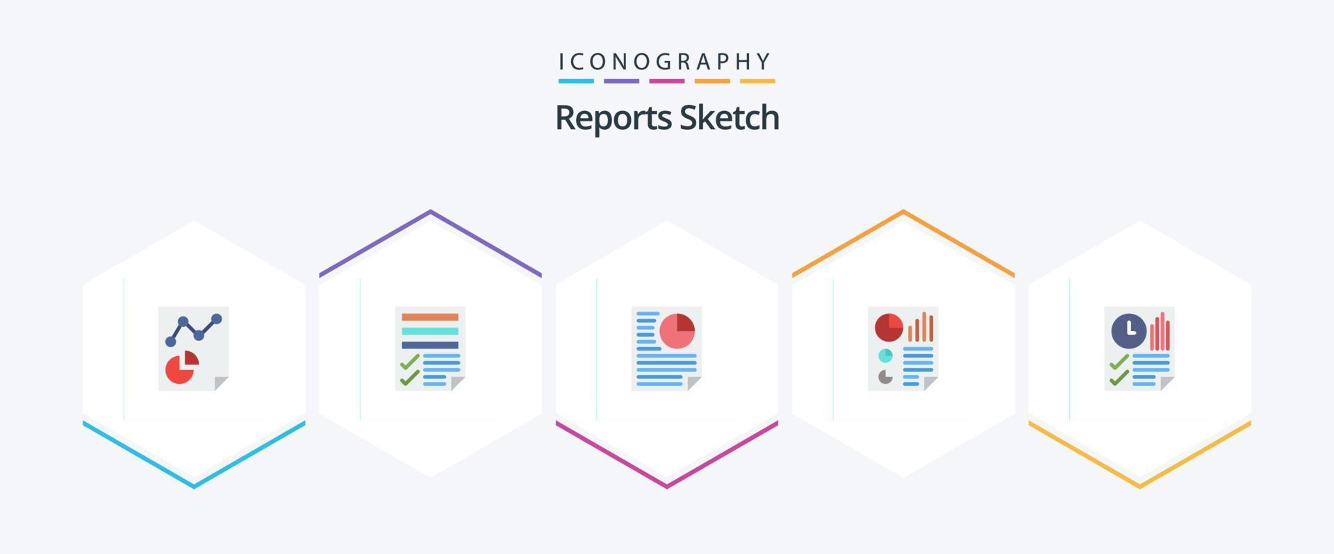 Reports Sketch 25 Flat icon pack including report. document. report. data. report vector