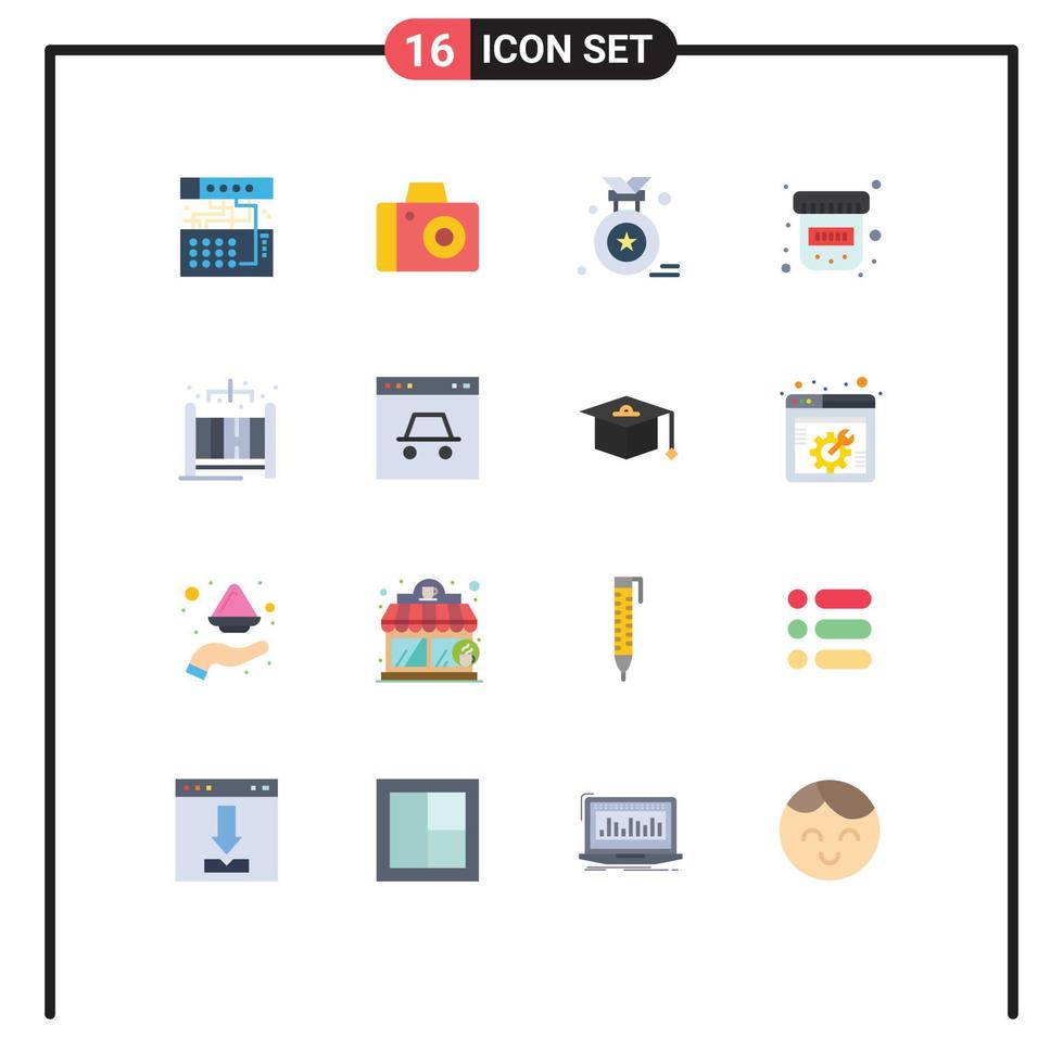 Flat Color Pack of 16 Universal Symbols of hacker living award home drugs Editable Pack of Creative Vector Design Elements