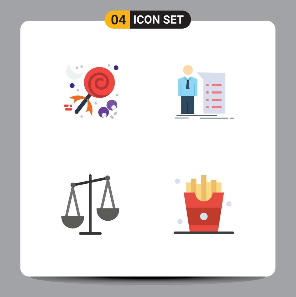 Flat Icon Pack of 4 Universal Symbols of candy balance holiday graph finance Editable Vector Design Elements