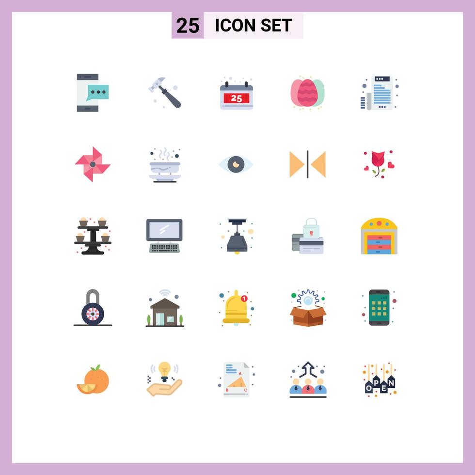 Flat Color Pack of 25 Universal Symbols of file electronic calendar nature easter Editable Vector Design Elements