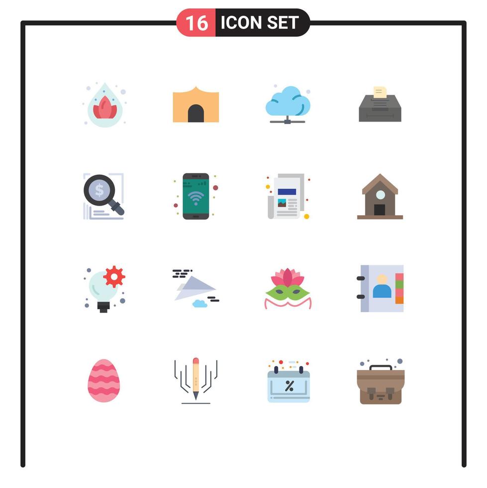 Stock Vector Icon Pack of 16 Line Signs and Symbols for search business cloud archive technology Editable Pack of Creative Vector Design Elements