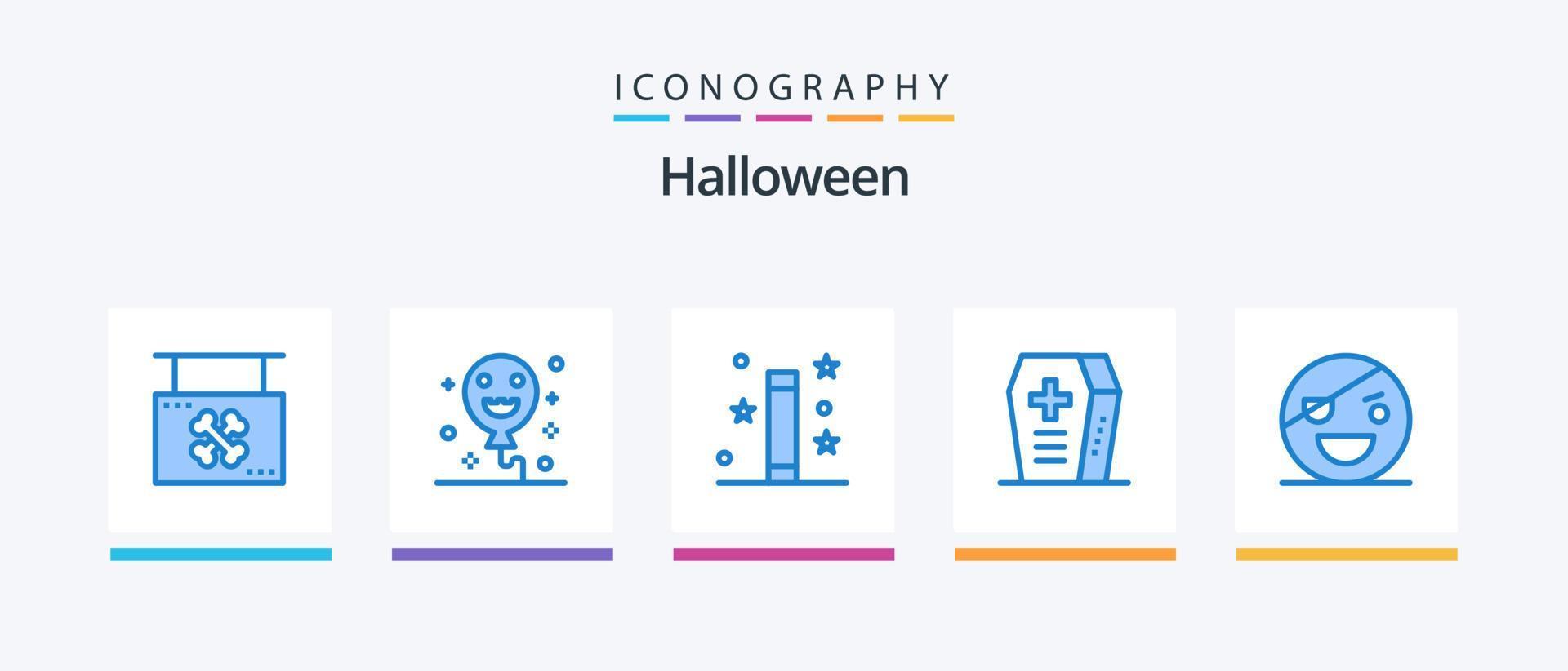 Halloween Blue 5 Icon Pack Including horror. holiday. halloween. halloween. wand. Creative Icons Design vector