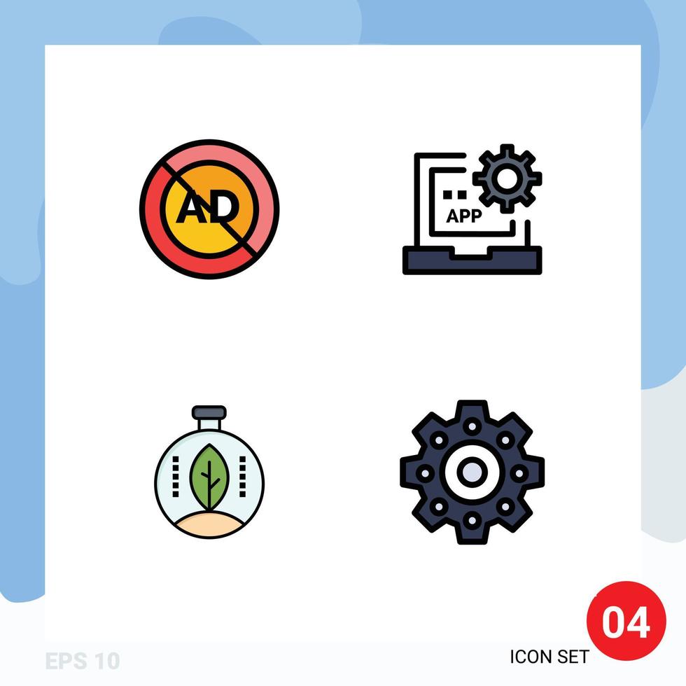 4 Filledline Flat Color concept for Websites Mobile and Apps ad programming advertising coding innovation Editable Vector Design Elements