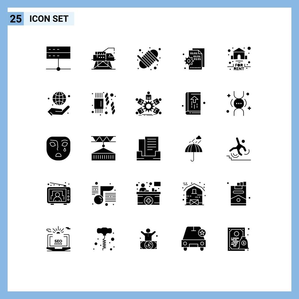 Set of 25 Modern UI Icons Symbols Signs for setting code platform codding yarn Editable Vector Design Elements