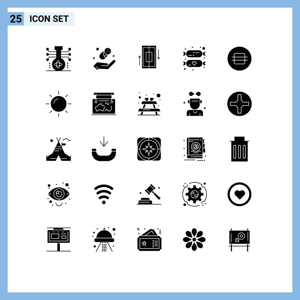 User Interface Pack of 25 Basic Solid Glyphs of diet kids sync candy smartphone Editable Vector Design Elements