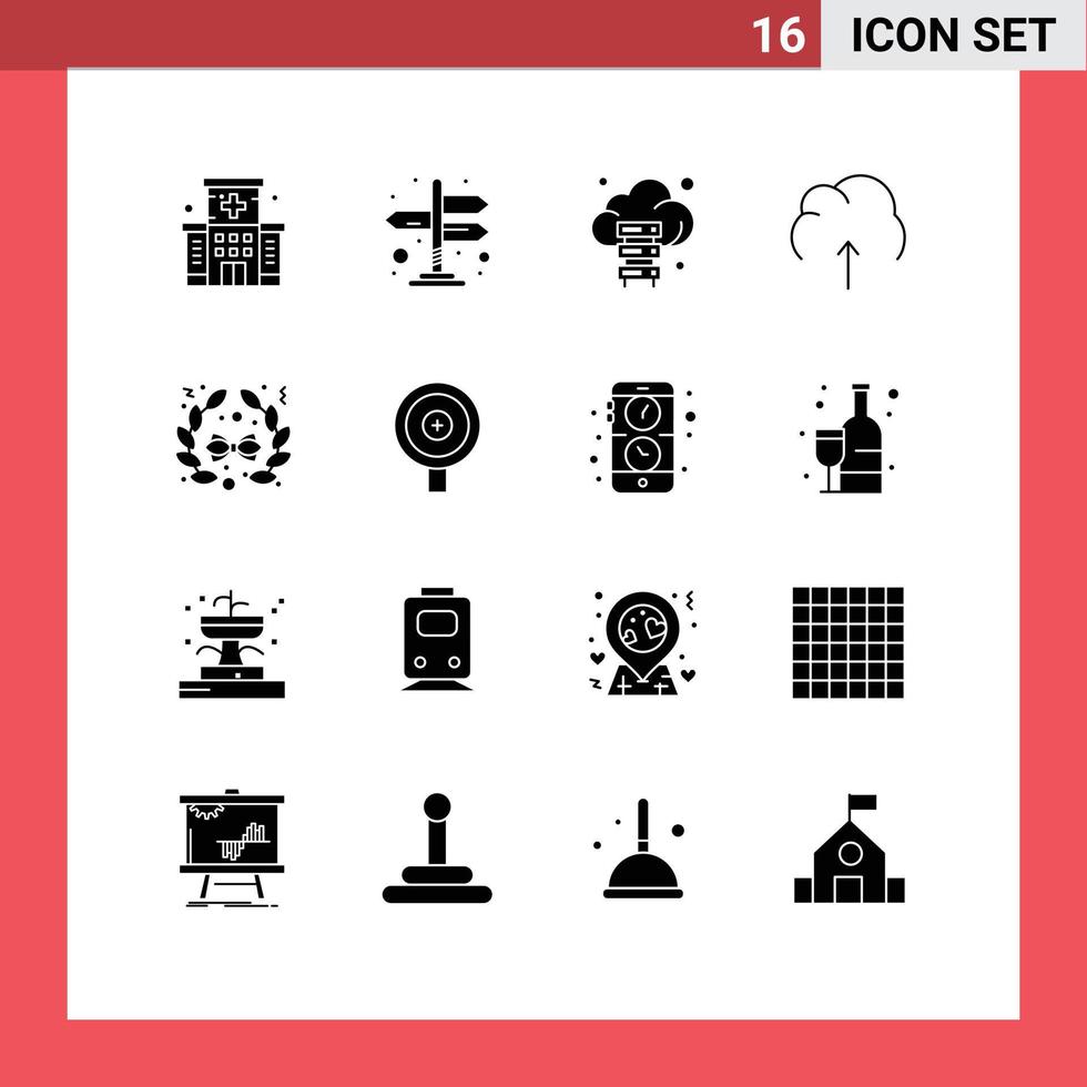 Set of 16 Modern UI Icons Symbols Signs for christmas storage server server data Editable Vector Design Elements