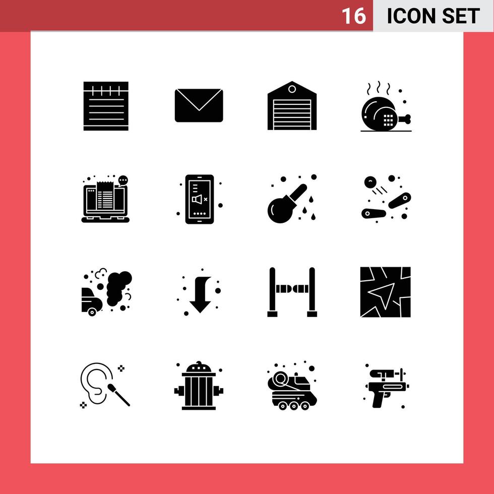 conjunto de 16 iconos de interfaz de usuario modernos símbolos signos para facturas alimentos bebidas logísticas pollo elementos de diseño vectorial editables vector