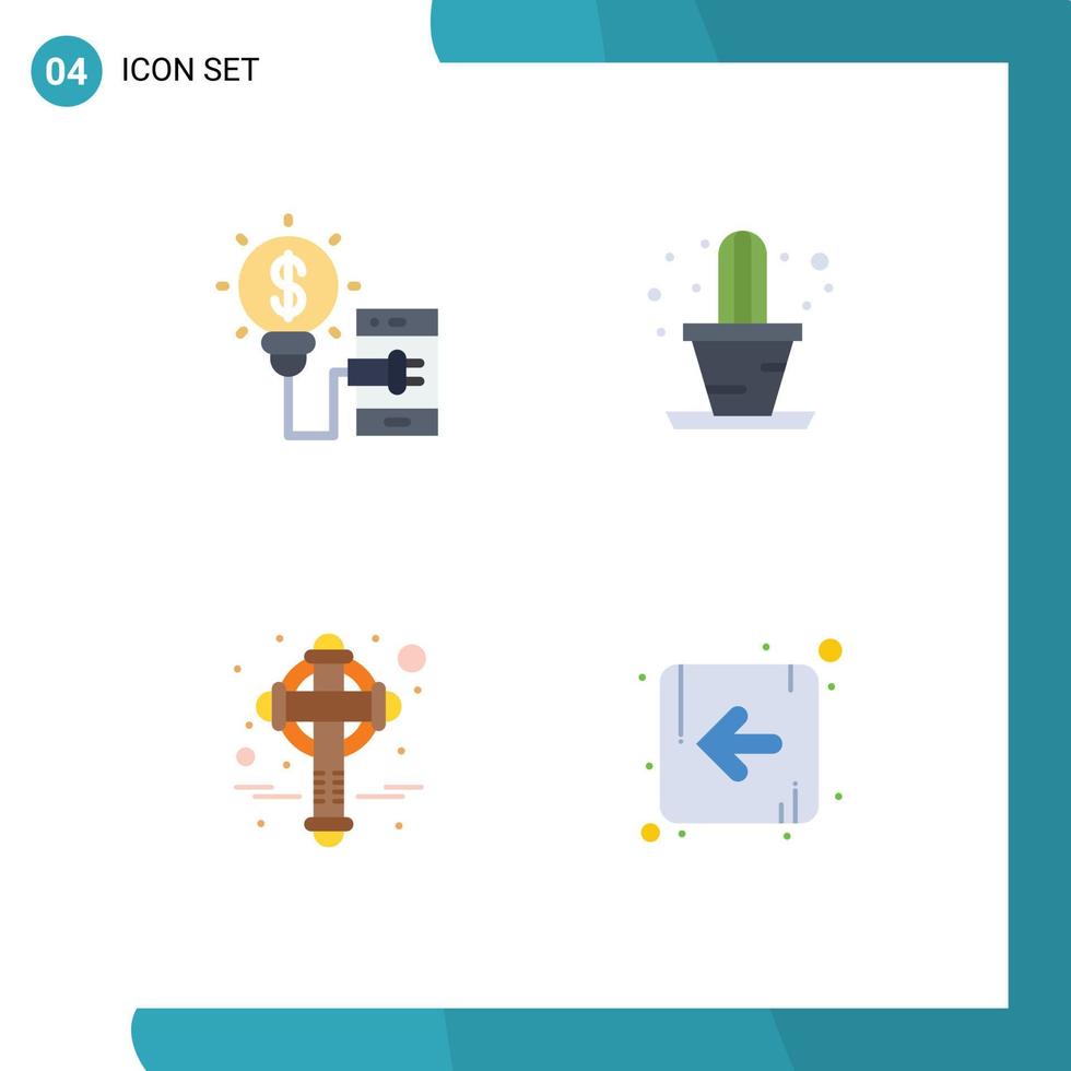 Mobile Interface Flat Icon Set of 4 Pictograms of creative irish technology plant arrow Editable Vector Design Elements