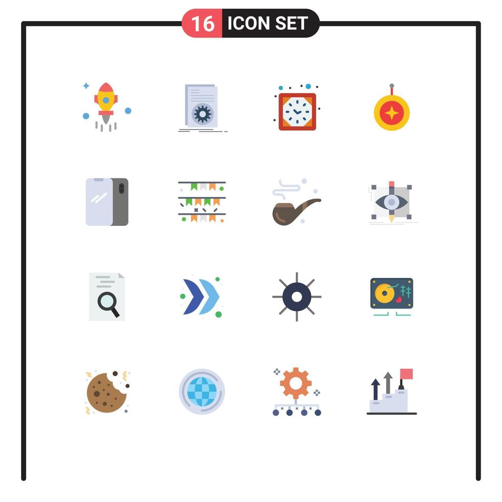 Set of 16 Modern UI Icons Symbols Signs for honor medal script star watch Editable Pack of Creative Vector Design Elements