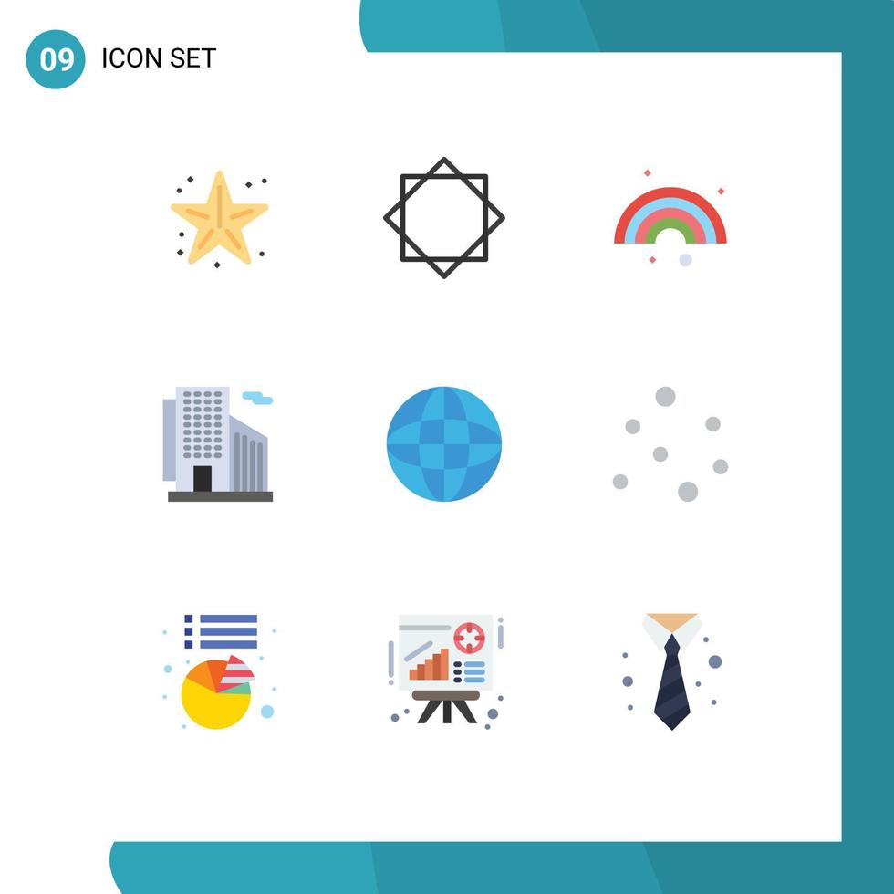 Universal Icon Symbols Group of 9 Modern Flat Colors of automation skyscraper warning office rainbow Editable Vector Design Elements