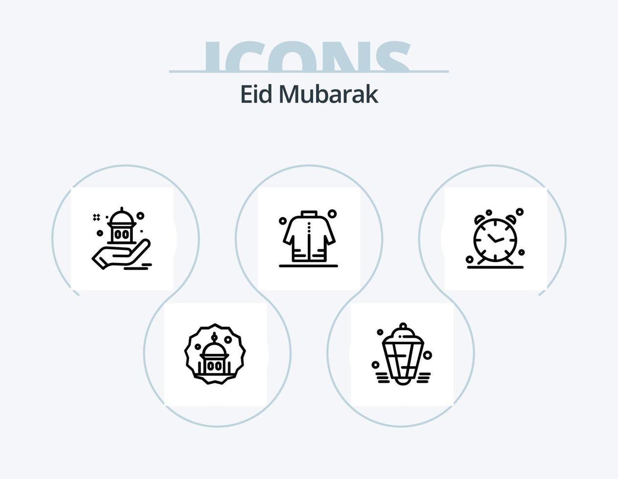 Eid Mubarak Line Icon Pack 5 Icon Design. muslim. lantern. muslim. eid. pray vector
