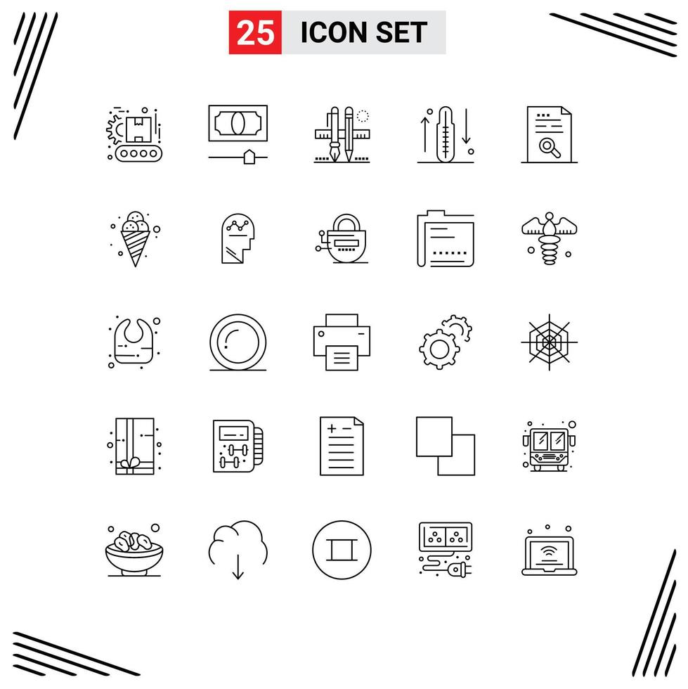 25 Thematic Vector Lines and Editable Symbols of content health pen fitness disease Editable Vector Design Elements