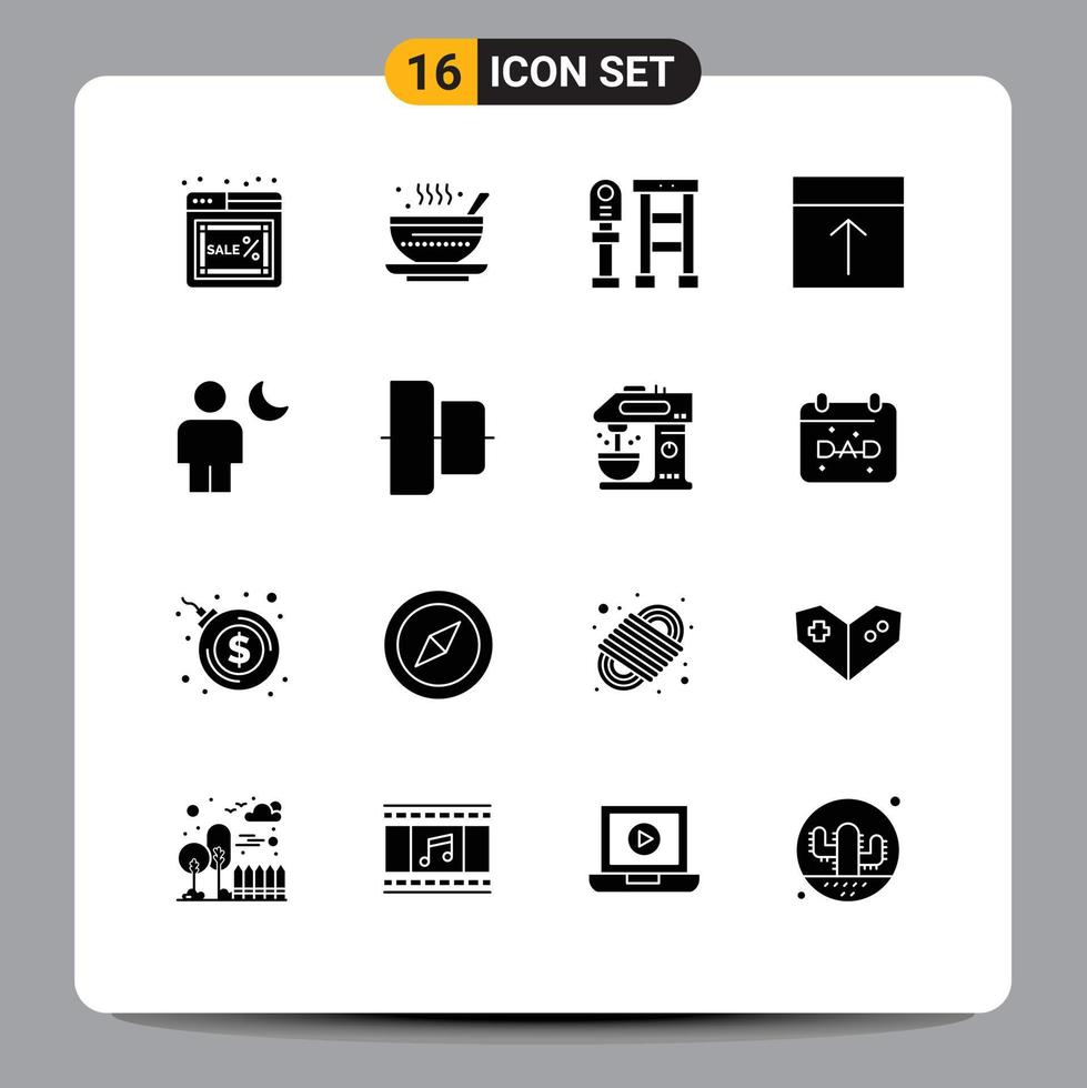 Pack of 16 creative Solid Glyphs of layout grid tea arrange station Editable Vector Design Elements