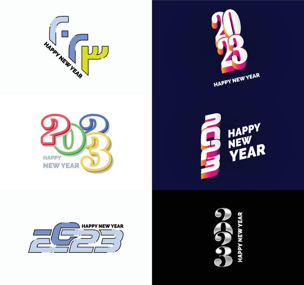 Big Set of 2023 Happy New Year logo text design 2023 number design template vector