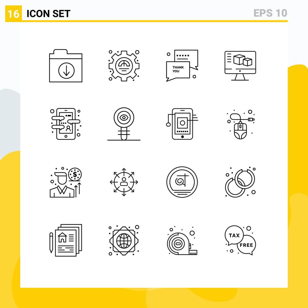 16 Creative Icons Modern Signs and Symbols of course app you computing monitor Editable Vector Design Elements