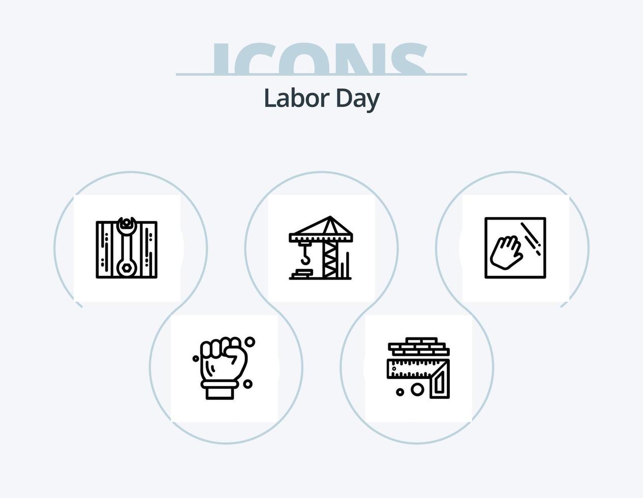 Labor Day Line Icon Pack 5 Icon Design. mask. tool. bbq. plumb bob. plumb vector