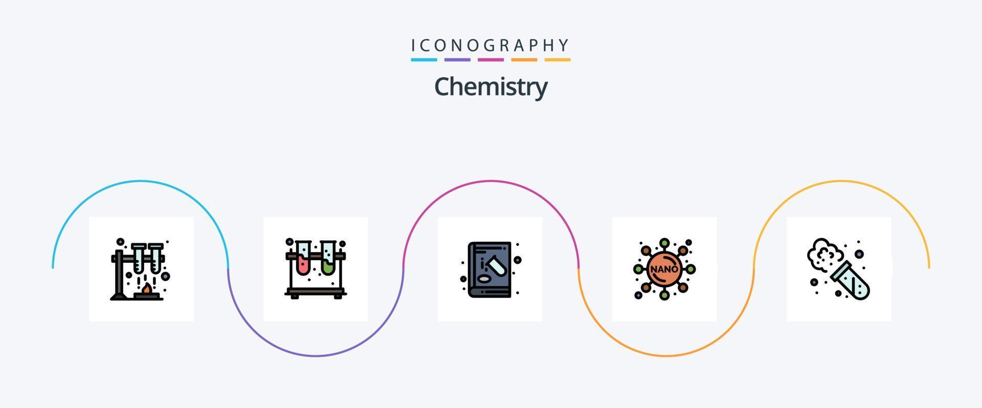 Chemistry Line Filled Flat 5 Icon Pack Including laboratory. chemistry. chemical. formula. chemistry vector