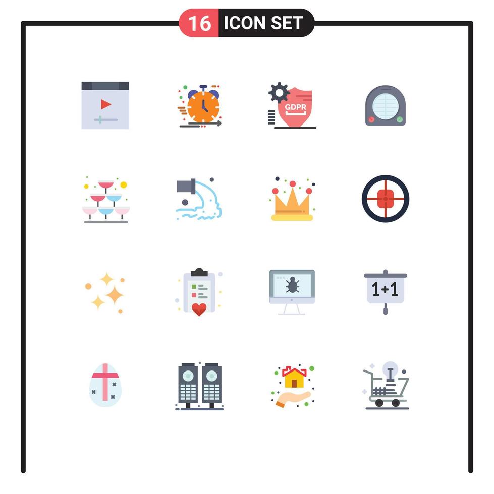 conjunto de 16 iconos modernos de la interfaz de usuario signos de símbolos para el ventilador de gestión del calentador del hogar paquete editable seguro de elementos de diseño de vectores creativos