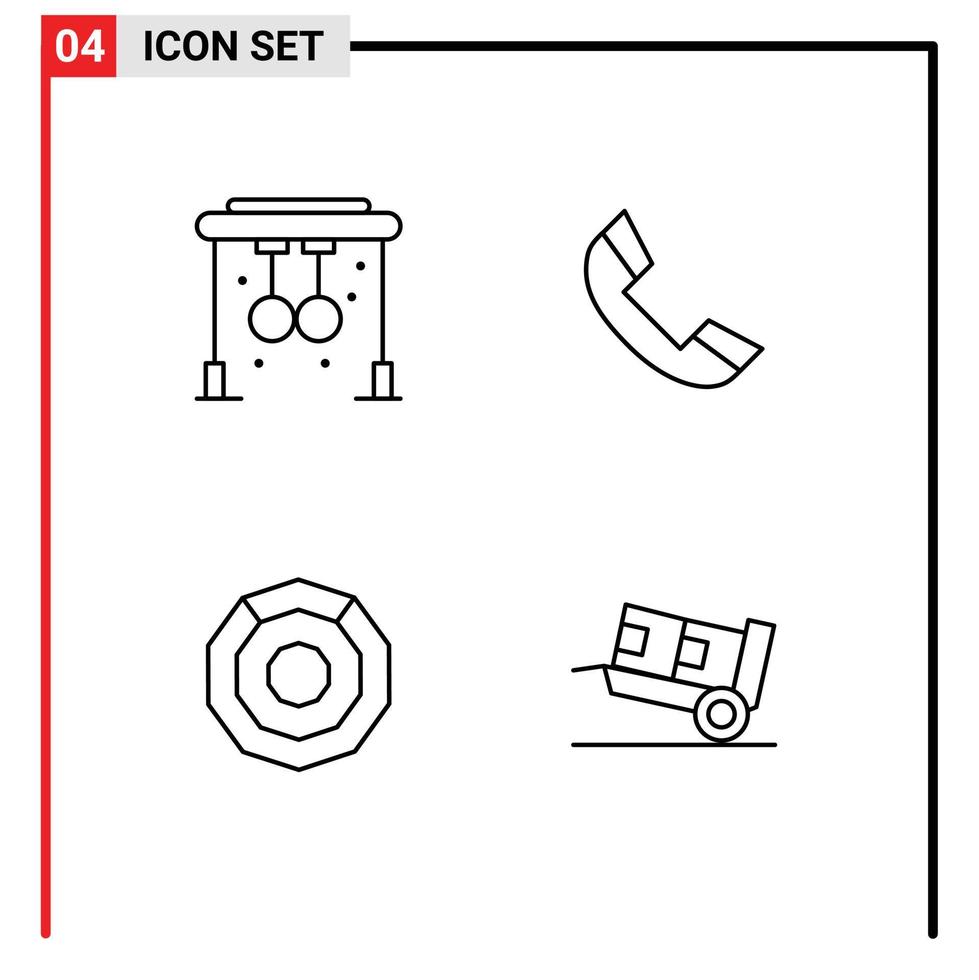 Modern Set of 4 Filledline Flat Colors and symbols such as rings coin training ring crypto currency Editable Vector Design Elements