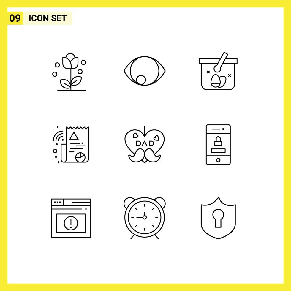 Set of 9 Commercial Outlines pack for father file vision graph easter Editable Vector Design Elements