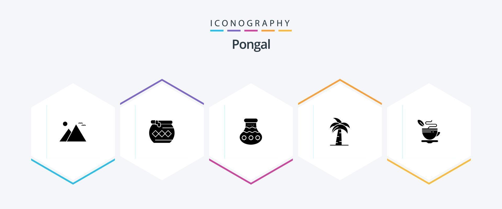 Pongal 25 Glyph icon pack including indian. global. sand. culture. pongal vector