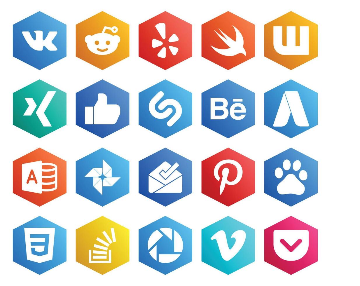 20 Social Media Icon Pack Including question css behance baidu inbox vector