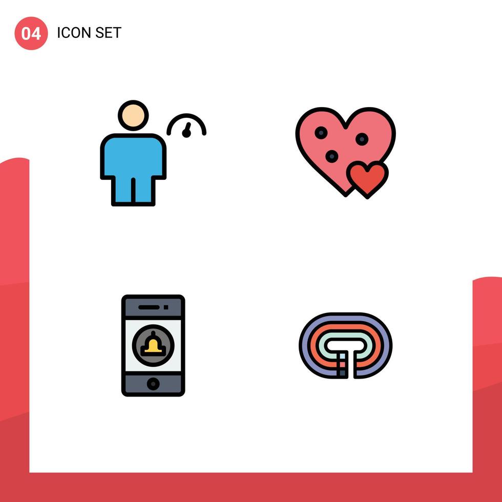 Universal Icon Symbols Group of 4 Modern Filledline Flat Colors of avatar small indicator love signaling Editable Vector Design Elements