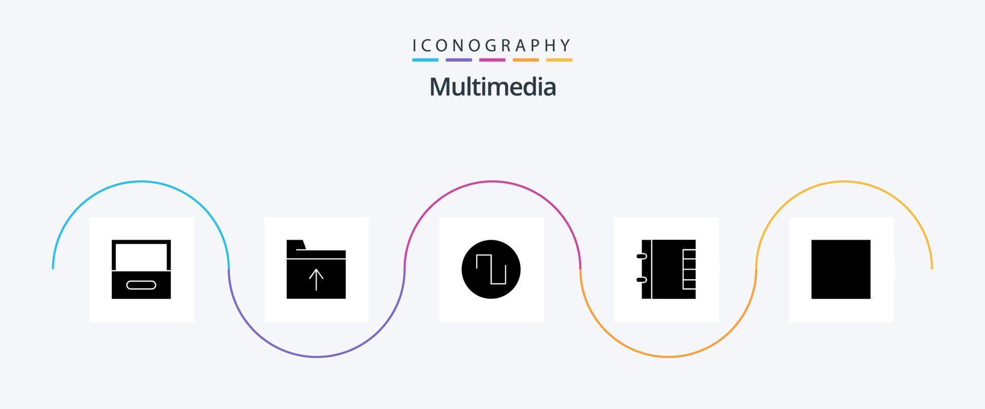 Multimedia Glyph 5 Icon Pack Including . p. wave. multimedia. control vector