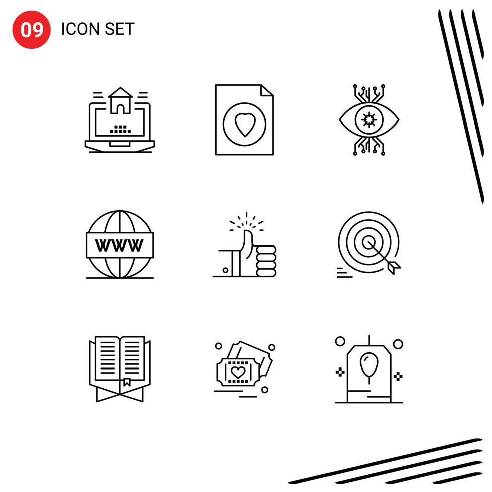 Outline Pack of 9 Universal Symbols of like seo monitoring search engine Editable Vector Design Elements