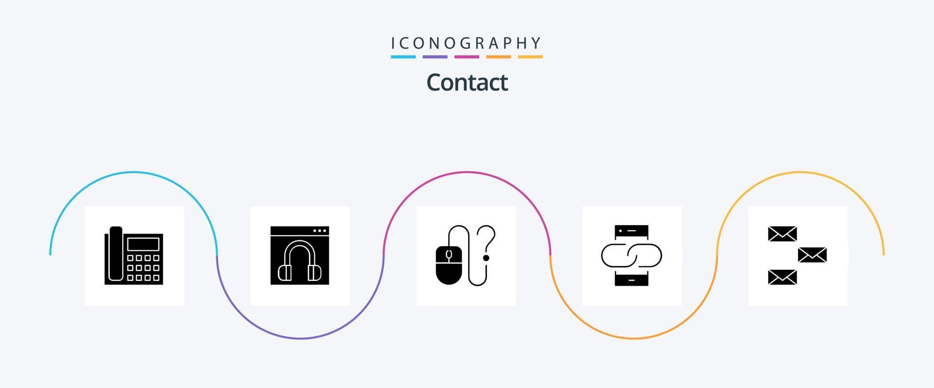Contact Glyph 5 Icon Pack Including link. contact. help. online. desktop vector