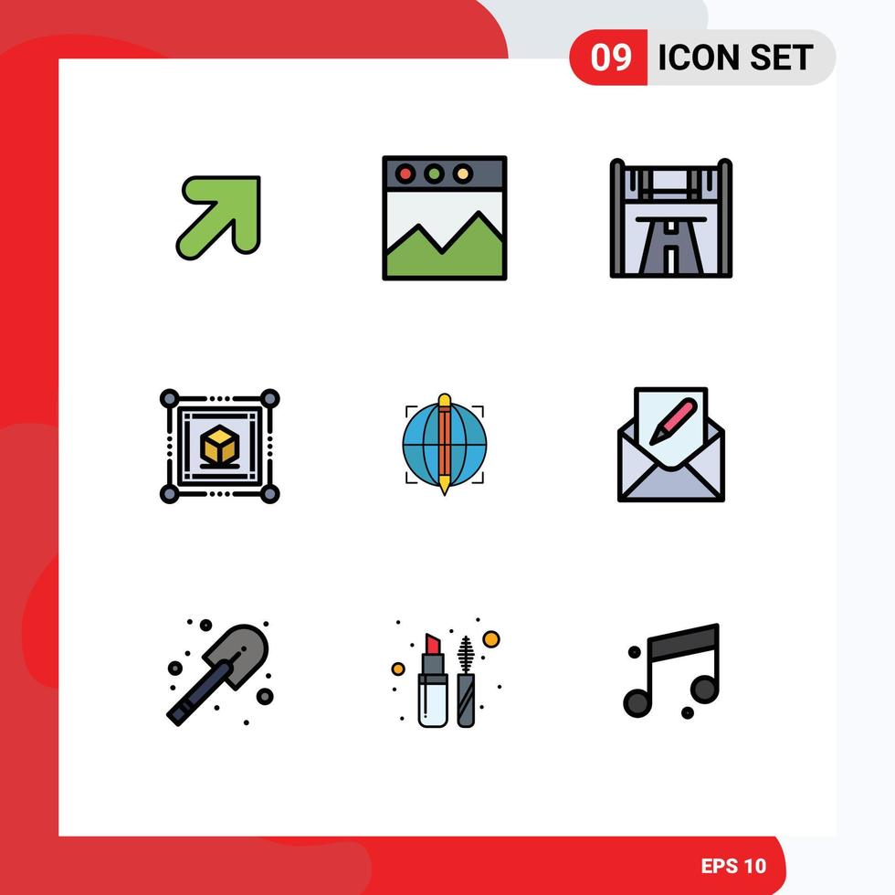 Stock Vector Icon Pack of 9 Line Signs and Symbols for compose globe race target web Editable Vector Design Elements