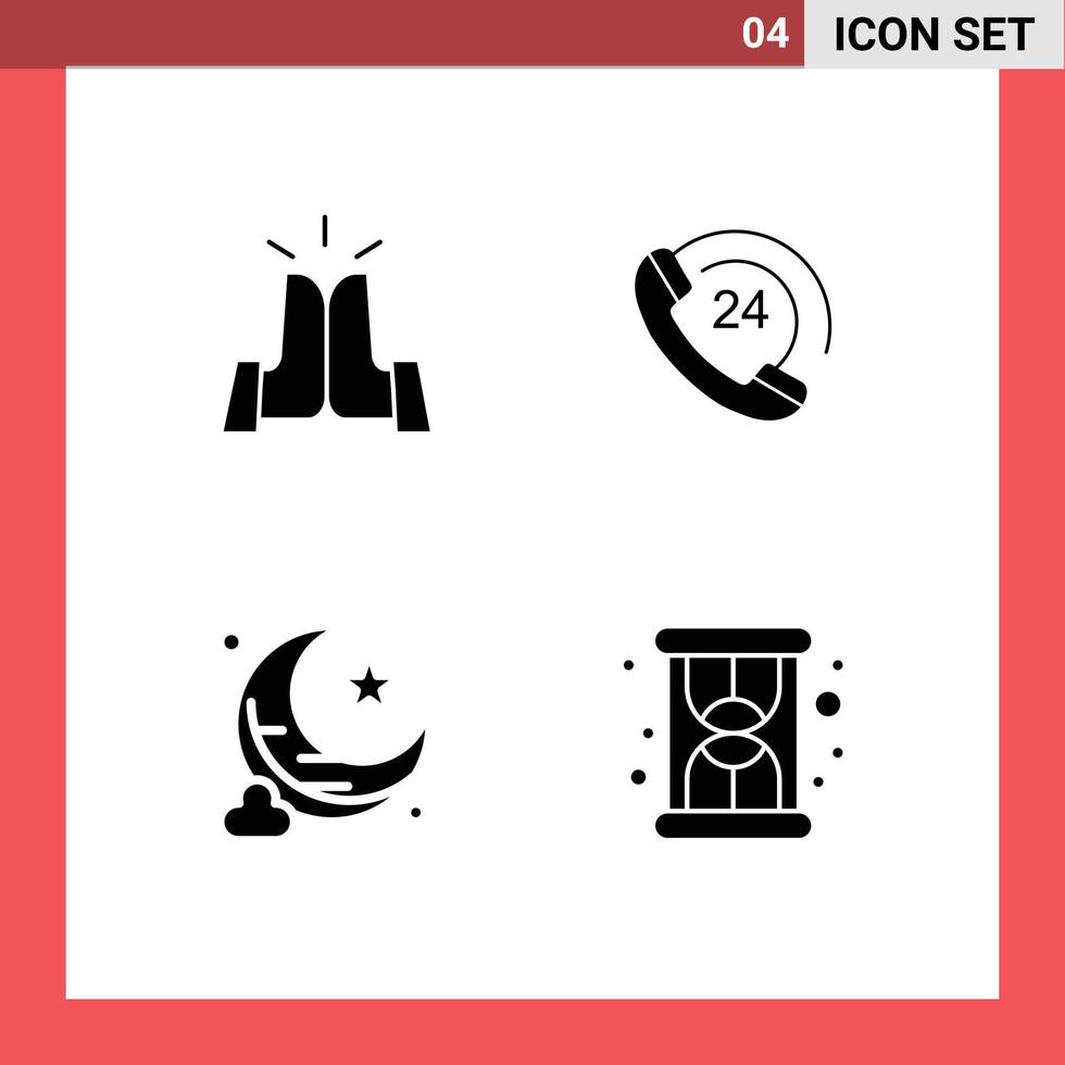 Pack of creative Solid Glyphs of best new moon high phone hourglass Editable Vector Design Elements