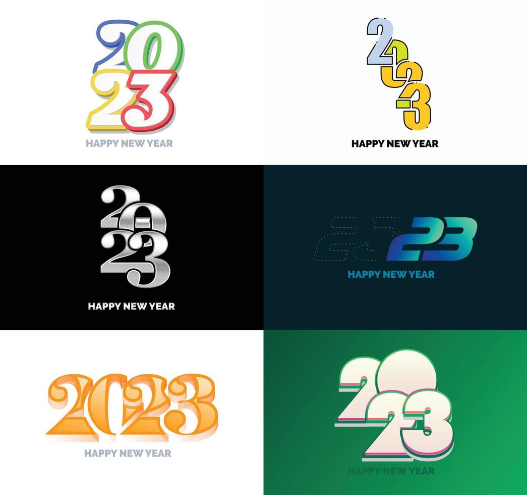 gran conjunto de 2023 feliz año nuevo diseño de texto de logotipo plantilla de diseño de número 2023 vector