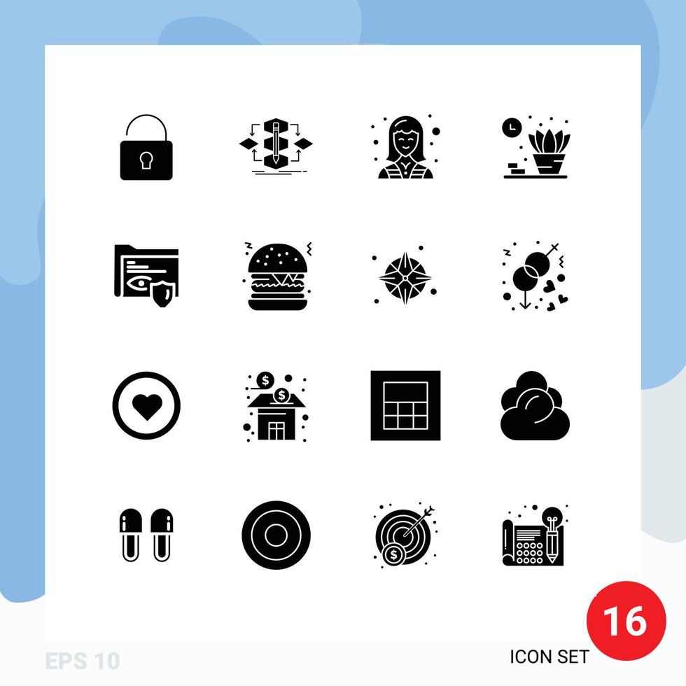 User Interface Pack of 16 Basic Solid Glyphs of folder shelf commercial living worker Editable Vector Design Elements