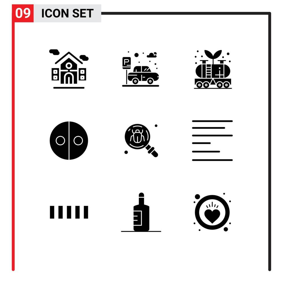 9 Universal Solid Glyph Signs Symbols of find antivirus oil symbols sign Editable Vector Design Elements