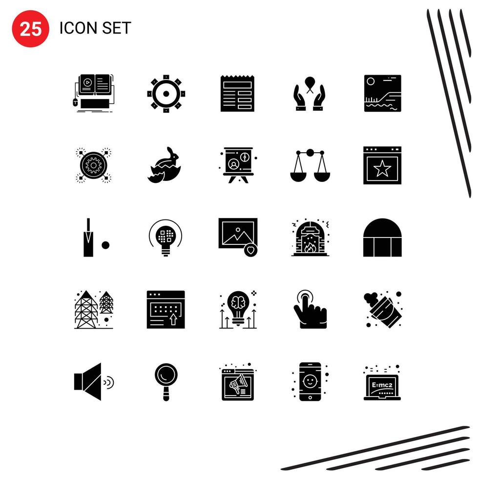 User Interface Pack of 25 Basic Solid Glyphs of picture woman document ribbon care Editable Vector Design Elements