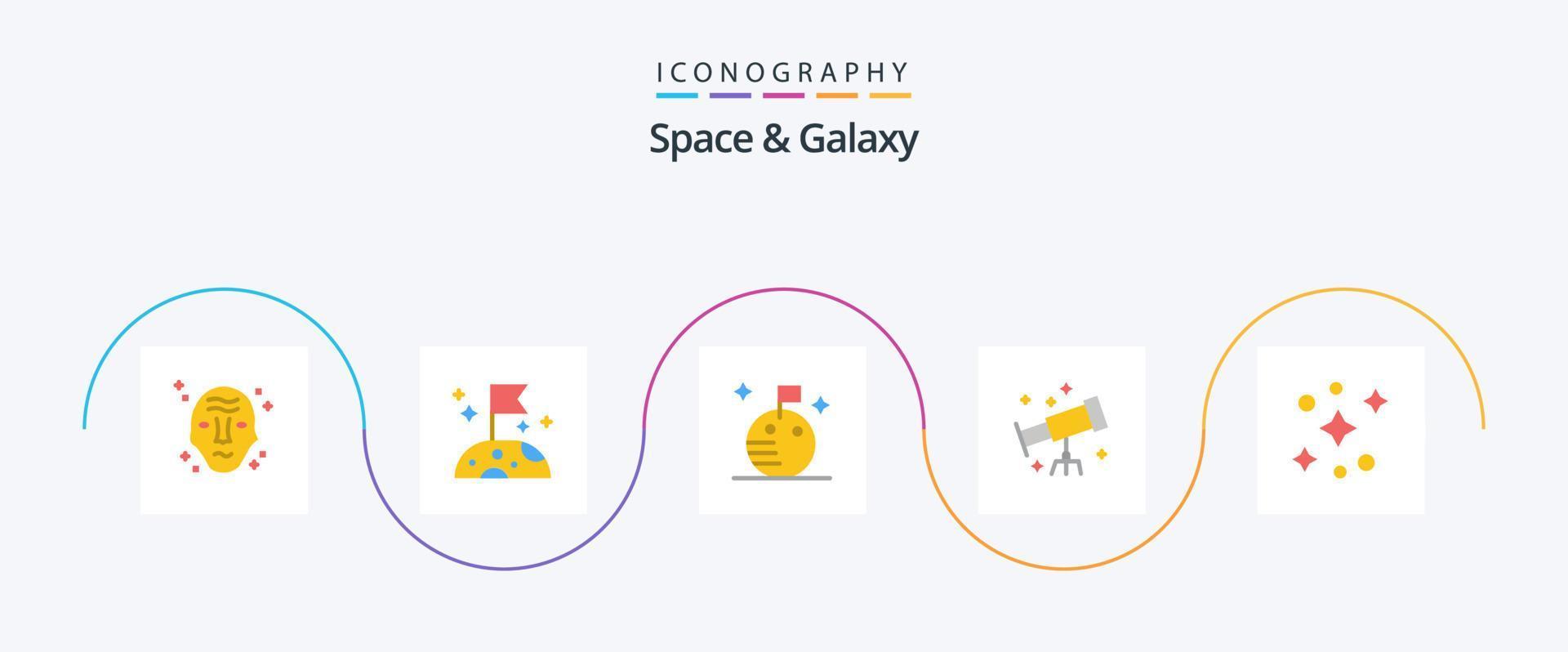 Space And Galaxy Flat 5 Icon Pack Including . space. flag. galaxy. space vector