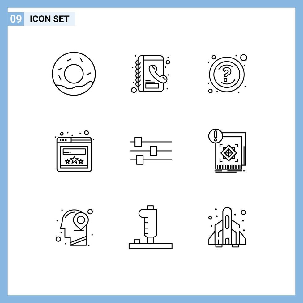 Outline Pack of 9 Universal Symbols of standard tool questions edit website Editable Vector Design Elements