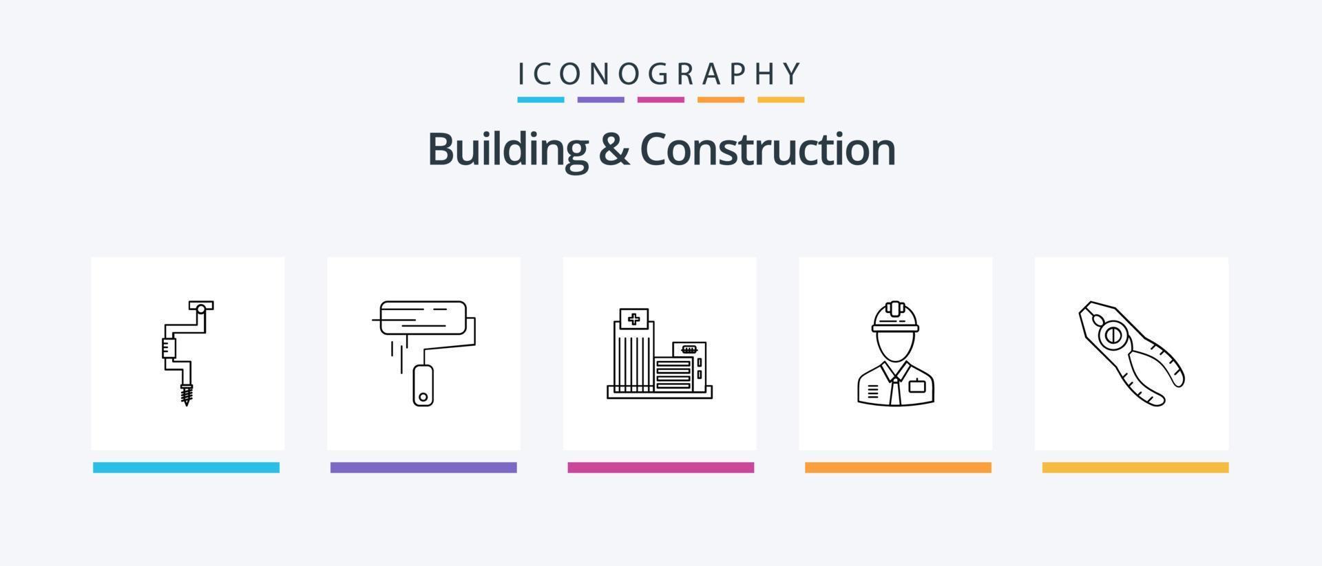 paquete de iconos de la línea 5 de construcción y construcción que incluye pintura. venta. levantador. máquina elevadora. diseño de iconos creativos vector